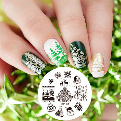 BORN PRETTY 1PC Christmas Nail Stamping Template Flower Animal Geometry Love Valentine's Day Rectangle Nail Art Stamping Plate