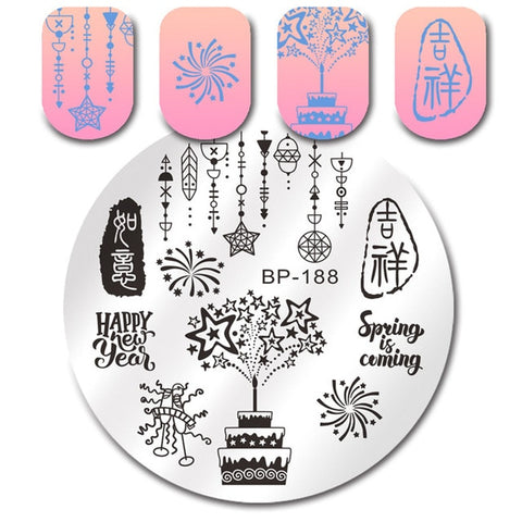 BORN PRETTY 1PC Christmas Nail Stamping Template Flower Animal Geometry Love Valentine's Day Rectangle Nail Art Stamping Plate