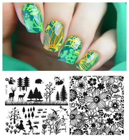 BORN PRETTY 1PC Christmas Nail Stamping Template Flower Animal Geometry Love Valentine's Day Rectangle Nail Art Stamping Plate