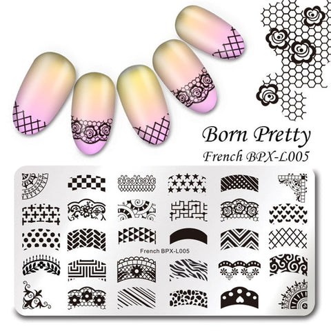 BORN PRETTY 1PC Christmas Nail Stamping Template Flower Animal Geometry Love Valentine's Day Rectangle Nail Art Stamping Plate