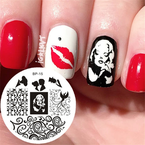 BORN PRETTY 1PC Christmas Nail Stamping Template Flower Animal Geometry Love Valentine's Day Rectangle Nail Art Stamping Plate