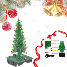 Three-Dimensional 3D Christmas Tree LED DIY Kit Red/Green/Yellow RGB LED Flash Circuit Kit Electronic Fun Suite