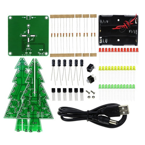 Three-Dimensional 3D Christmas Tree LED DIY Kit Red/Green/Yellow RGB LED Flash Circuit Kit Electronic Fun Suite