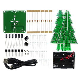 Three-Dimensional 3D Christmas Tree LED DIY Kit Red/Green/Yellow RGB LED Flash Circuit Kit Electronic Fun Suite