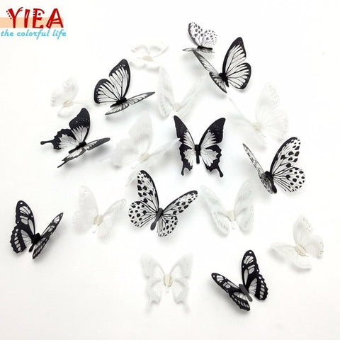 Crystal 18Pcs 3D Butterflies DIY home decor wall stickers for kids room Christmas party decoration kitchen refrigerator decal