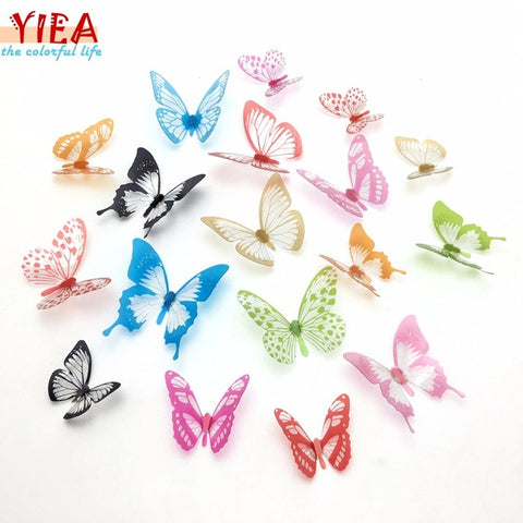 Crystal 18Pcs 3D Butterflies DIY home decor wall stickers for kids room Christmas party decoration kitchen refrigerator decal