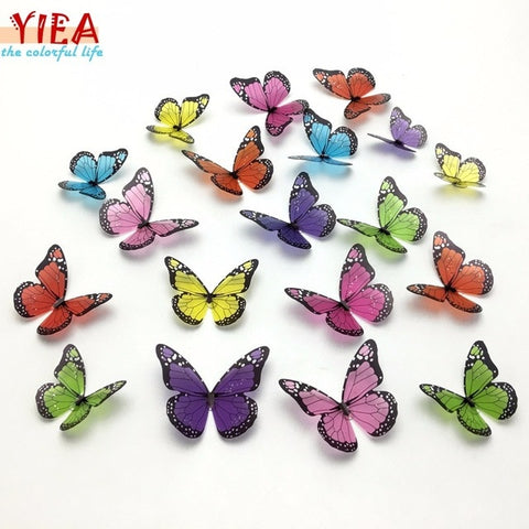 Crystal 18Pcs 3D Butterflies DIY home decor wall stickers for kids room Christmas party decoration kitchen refrigerator decal