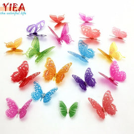 Crystal 18Pcs 3D Butterflies DIY home decor wall stickers for kids room Christmas party decoration kitchen refrigerator decal