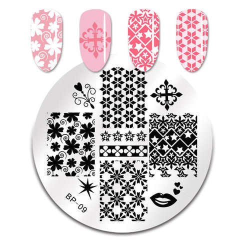 BORN PRETTY 1PC Christmas Nail Stamping Template Flower Animal Geometry Love Valentine's Day Rectangle Nail Art Stamping Plate