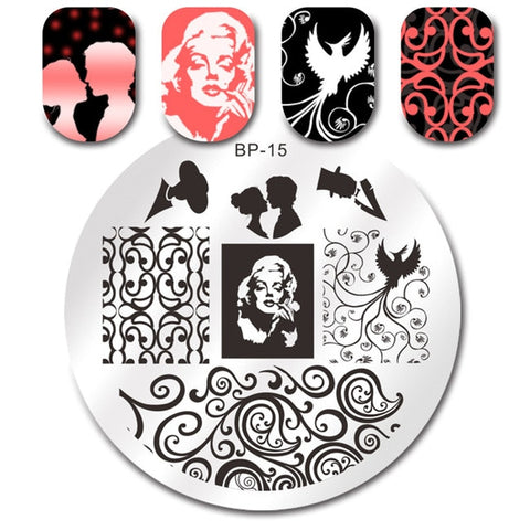 BORN PRETTY 1PC Christmas Nail Stamping Template Flower Animal Geometry Love Valentine's Day Rectangle Nail Art Stamping Plate