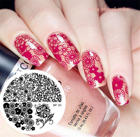 BORN PRETTY 1PC Christmas Nail Stamping Template Flower Animal Geometry Love Valentine's Day Rectangle Nail Art Stamping Plate