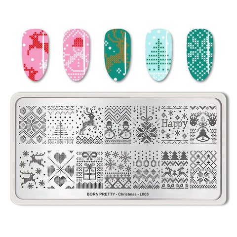 BORN PRETTY 1PC Christmas Nail Stamping Template Flower Animal Geometry Love Valentine's Day Rectangle Nail Art Stamping Plate