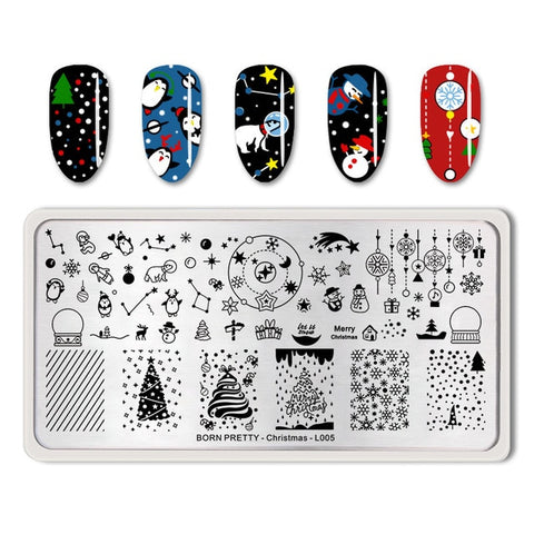 BORN PRETTY 1PC Christmas Nail Stamping Template Flower Animal Geometry Love Valentine's Day Rectangle Nail Art Stamping Plate