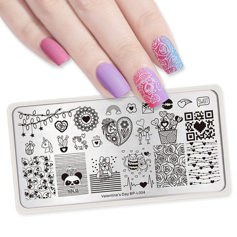 BORN PRETTY 1PC Christmas Nail Stamping Template Flower Animal Geometry Love Valentine's Day Rectangle Nail Art Stamping Plate