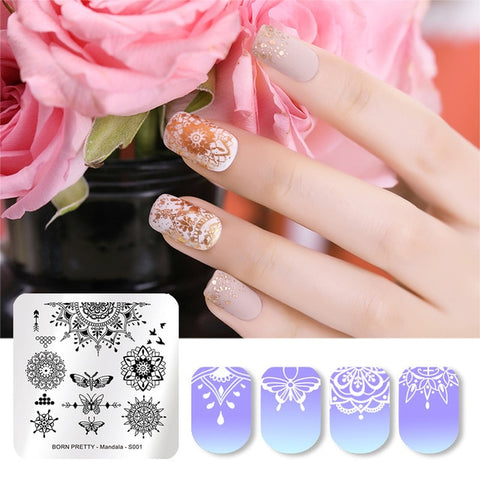 BORN PRETTY 1PC Christmas Nail Stamping Template Flower Animal Geometry Love Valentine's Day Rectangle Nail Art Stamping Plate